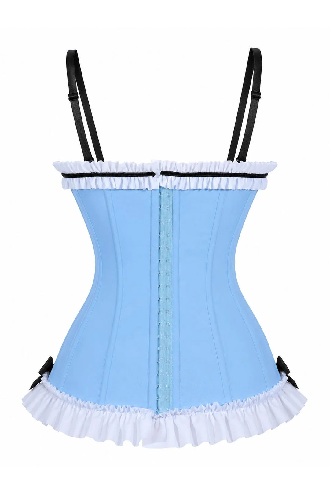 Lavish Black/White/Blue Stretch Lycra Bustier Corset with Underwire Cups