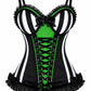 Lavish Black/White Stripe w/Green Bustier Corset with Underwire Cups