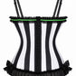 Lavish Black/White Stripe w/Green Bustier Corset with Underwire Cups