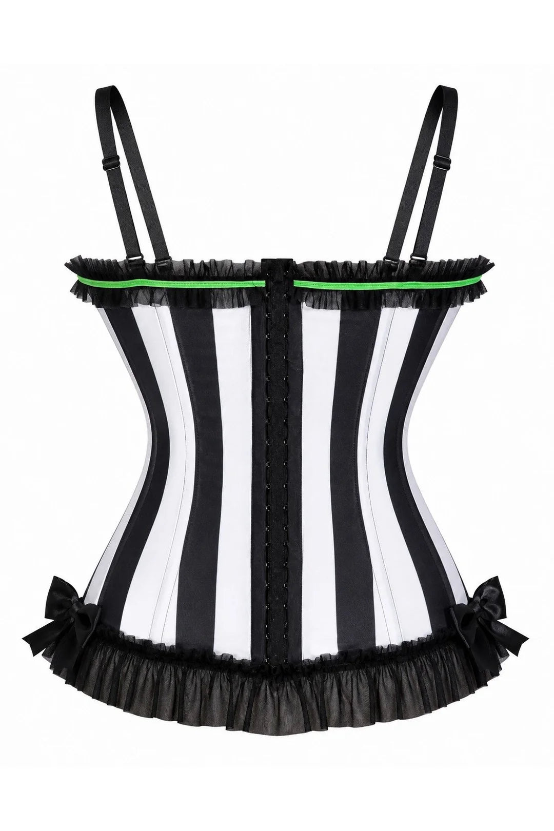 Lavish Black/White Stripe w/Green Bustier Corset with Underwire Cups
