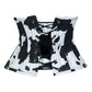 Lavish Black/White Cow Print Faux Leather Underbust Mini Cincher Corset Top