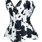 Lavish Black/White Cow Print Faux Leather Overbust Corset Top