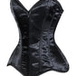 Lavish Black Satin Front Zipper Overbust Corset