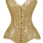Lavish Beige Lace Overbust Corset Sweetheart Neckline Busk Closure
