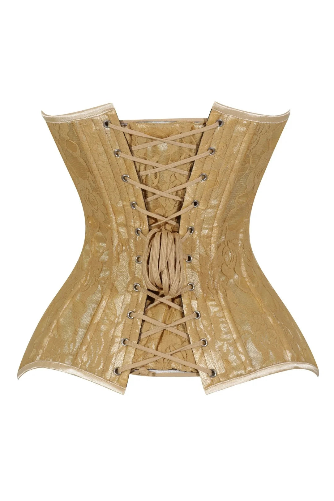 Lavish Beige Lace Overbust Corset Sweetheart Neckline Busk Closure