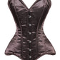 Lavish  Dark Brown Satin Overbust Corset Sweetheart Neckline Busk Closure