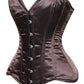 Lavish  Dark Brown Satin Overbust Corset Sweetheart Neckline Busk Closure