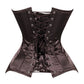 Lavish  Dark Brown Satin Overbust Corset Sweetheart Neckline Busk Closure