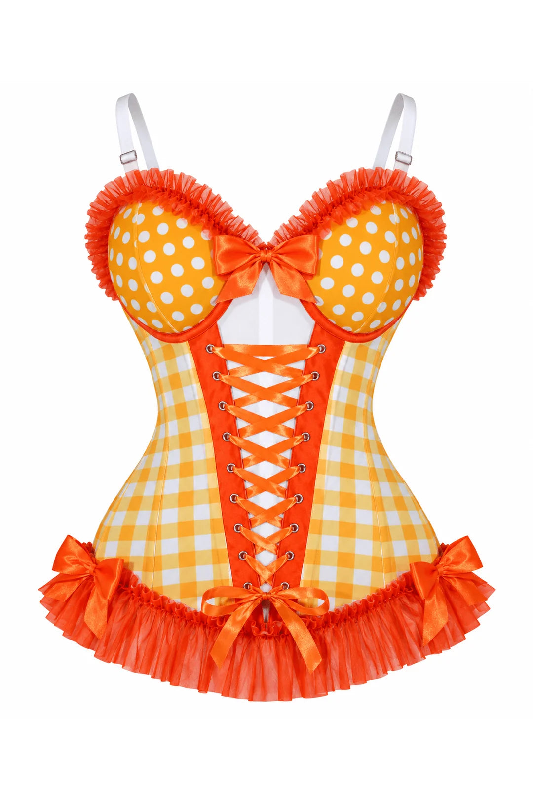 Lavish Orange Ruffle Sweetheart Bustier Corset