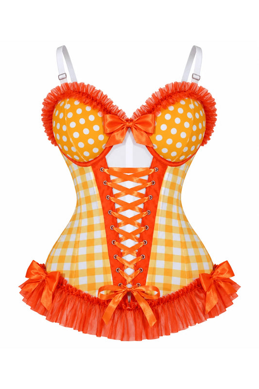 Lavish Orange Ruffle Sweetheart Bustier Corset