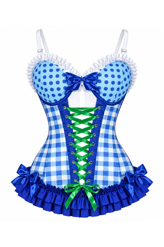Lavish Blueberry Ruffle Sweetheart Bustier Corset
