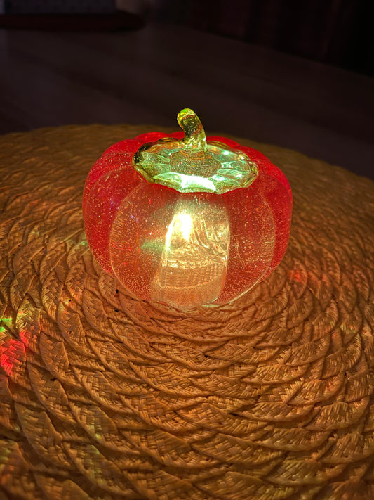 Handmade Light Up LED Resin Pumpkin Trinket Jar with Lid by LoRe Creations