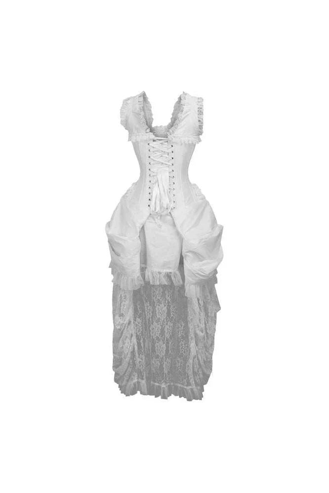 Top Drawer Steel Boned White Lace Victorian Bustle Corset Dress