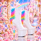 777-MAGIC 7" Unicorn Heel Platform Bootie with faux fur.