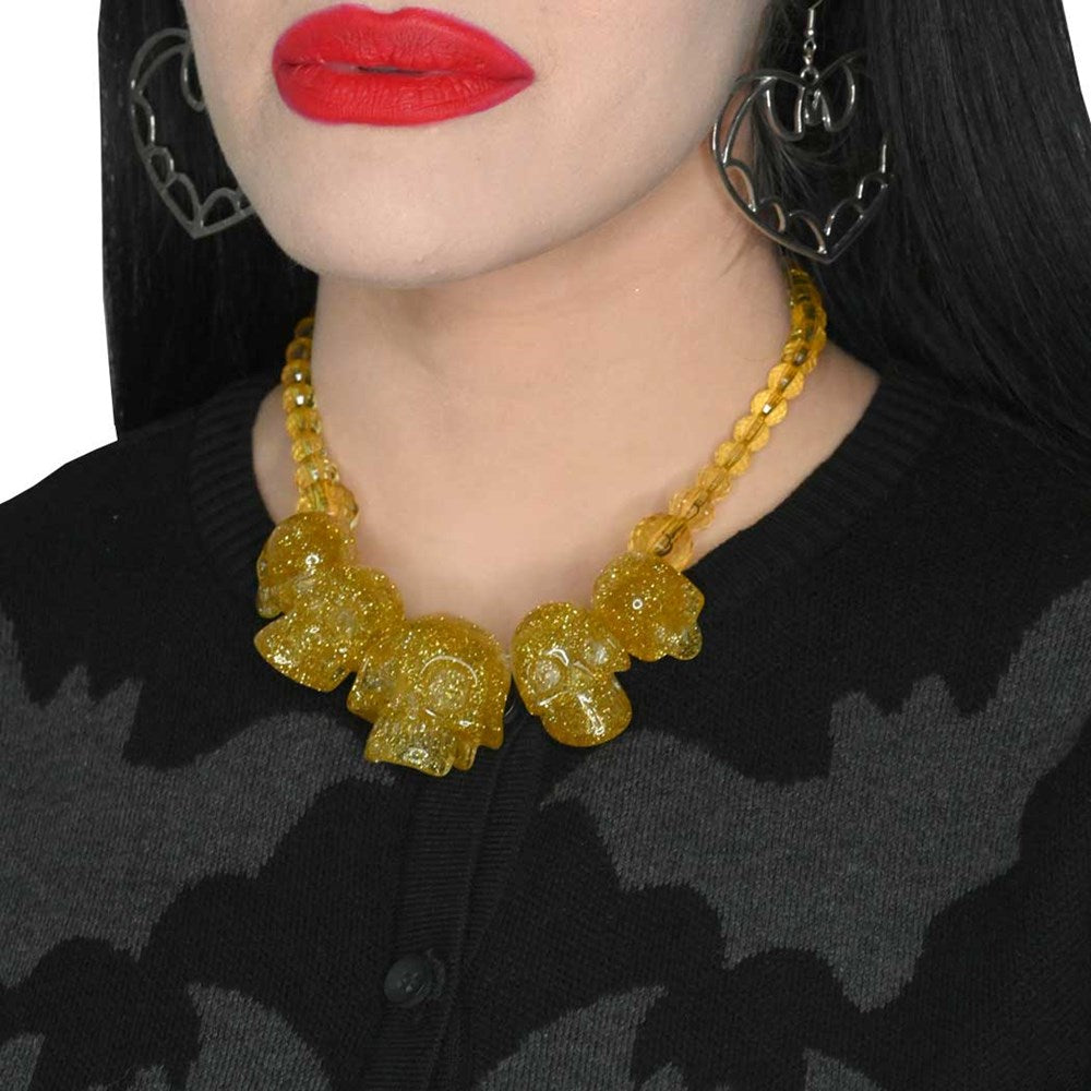 Skull Collection Necklace Gold Glitter