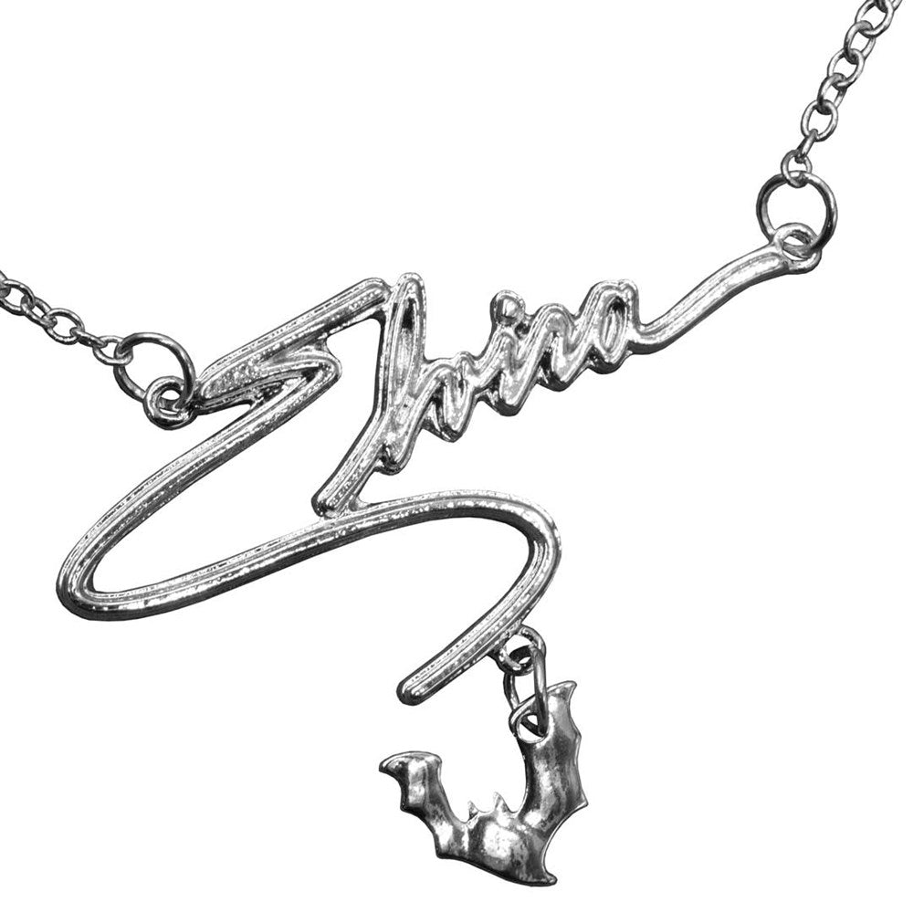 Elvira Bat Name Text Necklace