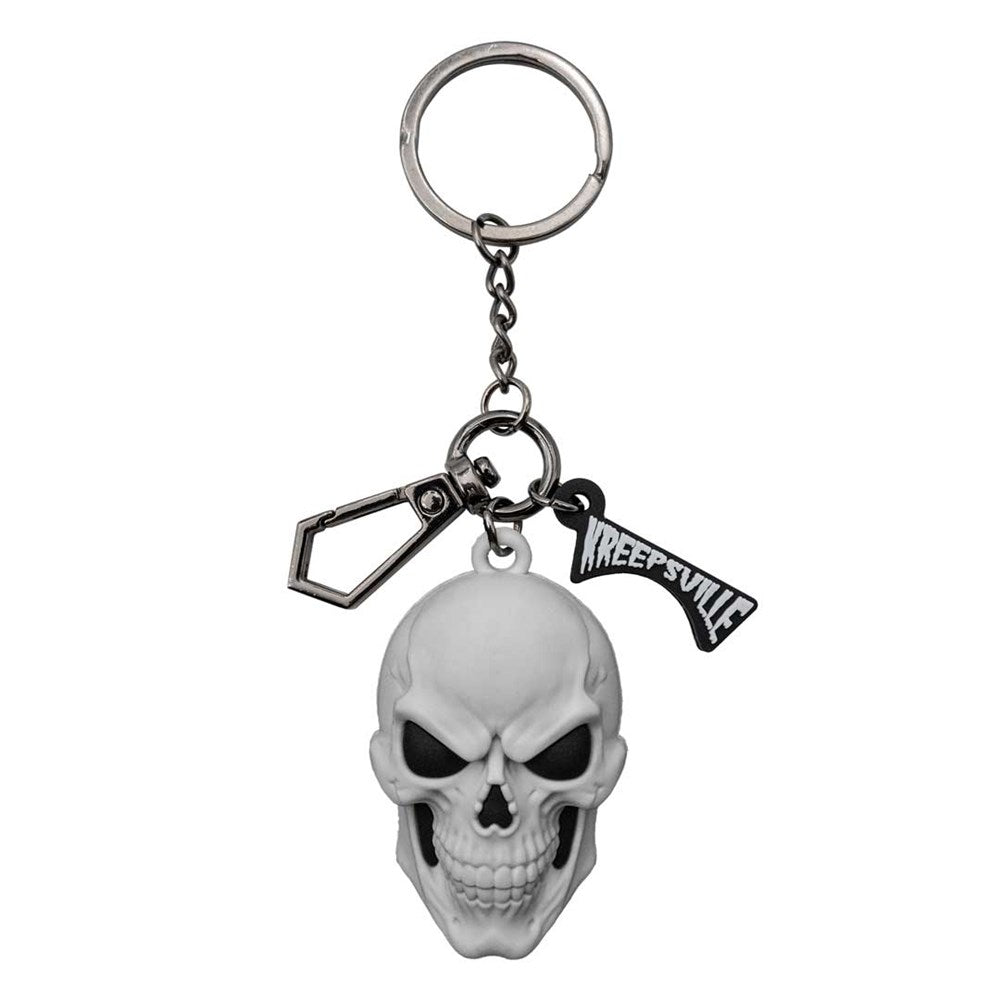 Skull White 3D Flat Keychain Hip Crypt Kreepsville