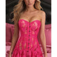 Lavish Fuchsia Sheer Lace Corset Dress