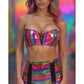 Lavish 2 PC Rainbow Glitter Bustier & Skirt Set
