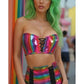 Lavish 2 PC Rainbow Glitter Bustier & Skirt Set