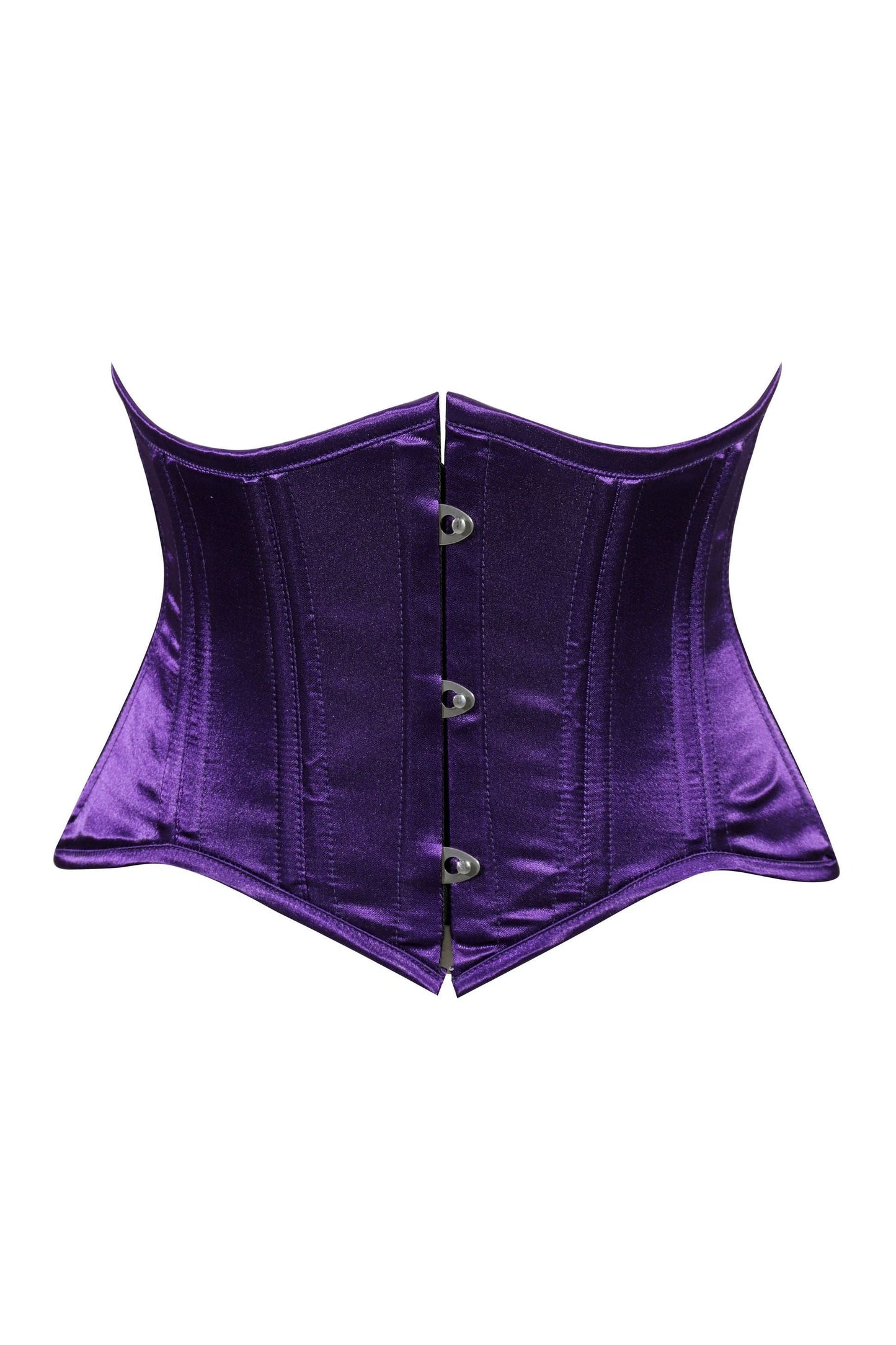 Lavish Dark Purple Satin Mini Cincher Underbust Corset Waist Cincher Busk Closure