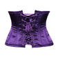 Lavish Dark Purple Satin Mini Cincher Underbust Corset Waist Cincher Busk Closure