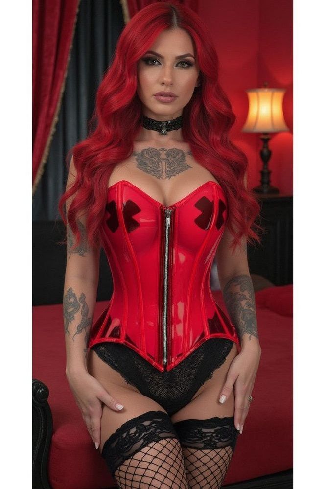 Lavish Clear Red Overbust Corset