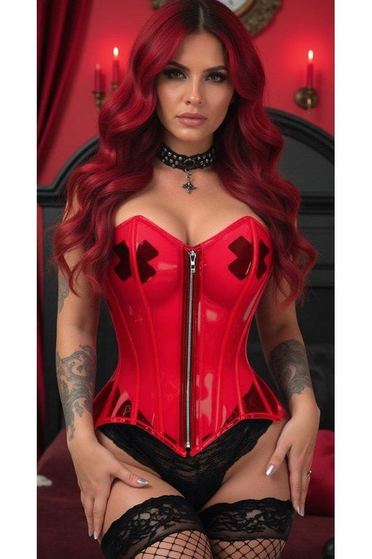 Lavish Clear Red Overbust Corset