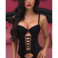 Lavish Black Lycra & Lace Hook & Eye Lace-Up Bustier Corset w/Garters