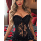 Lavish Black Lycra & Lace Hook & Eye Stretch Bustier Corset