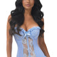 Lavish Lt Blue Lycra & Lace Hook & Eye Stretch Bustier Corset