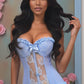 Lavish Lt Blue Lycra & Lace Hook & Eye Stretch Bustier Corset