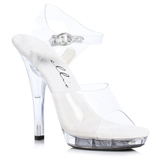 M-BROOK Ellie Shoes 5" Heel Clear Sandal. COMPETITIO EXTENDED S 5 INCH HEEL