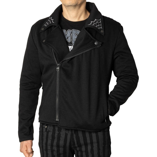 Spiderweb Biker Fleece Zip Up Jacket Hip Crypt Kreepsville