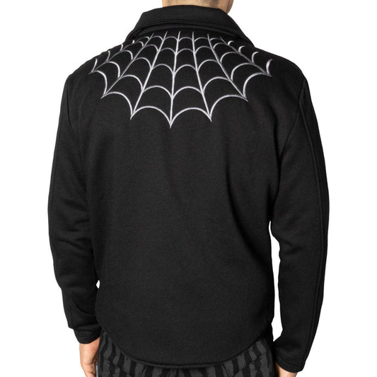 Spiderweb Biker Fleece Zip Up Jacket