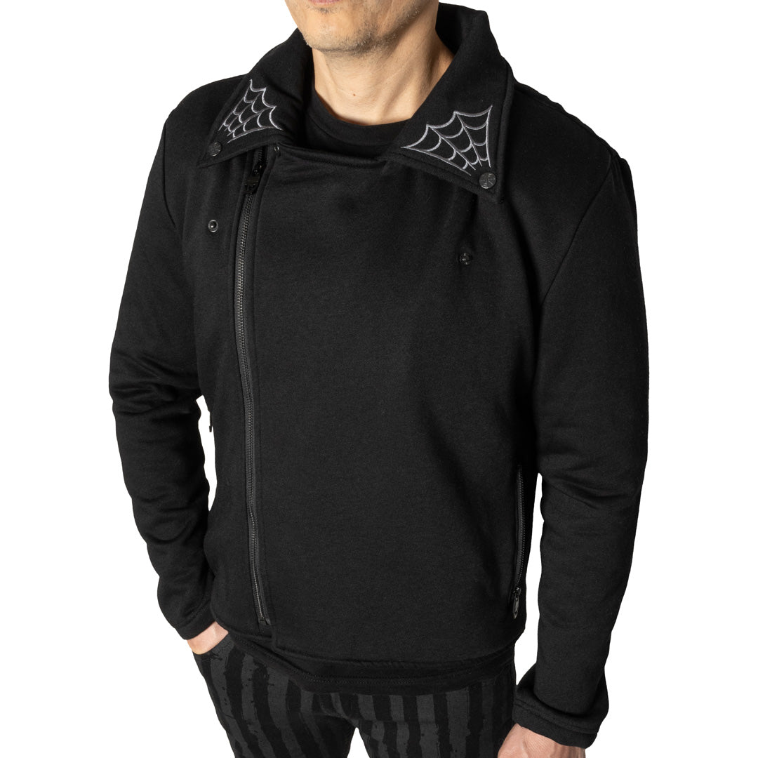 Spiderweb Biker Fleece Zip Up Jacket