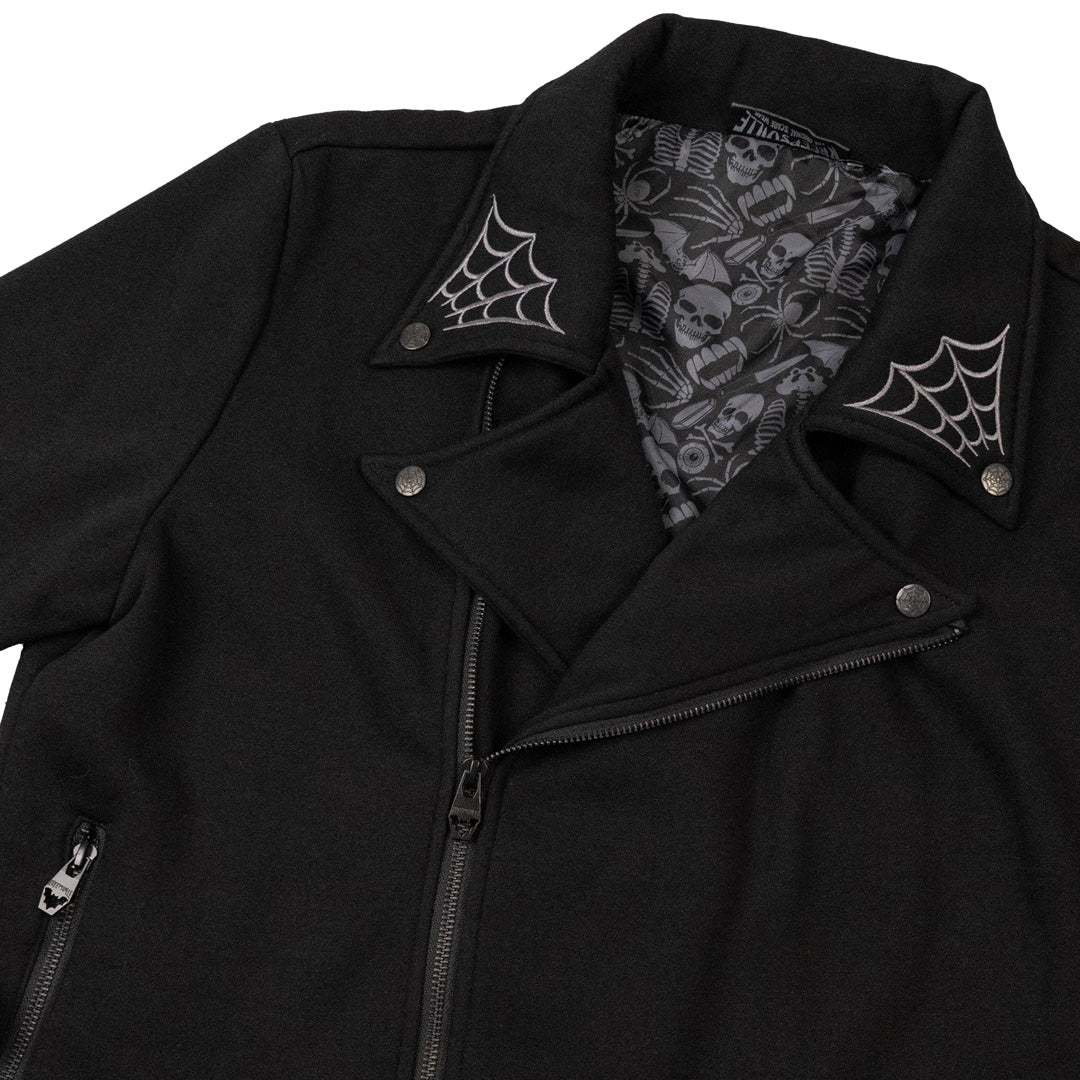 Spiderweb Biker Fleece Zip Up Jacket