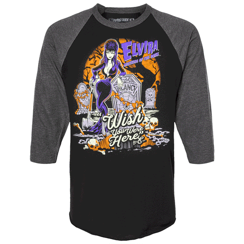 Elvira Wish You Were Here Longsleeve Raglan Tee