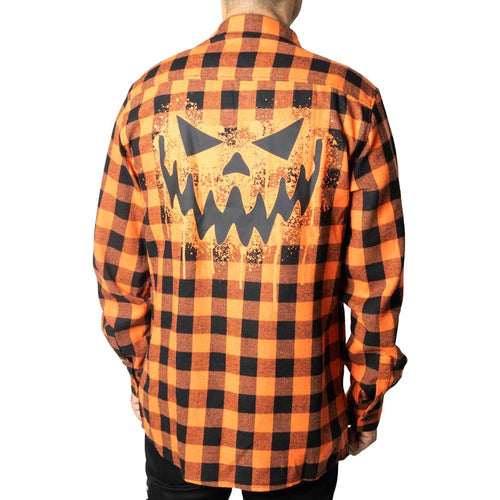 Pumpkin Face Orange Flannel Shirt Hip Crypt Kreepsville