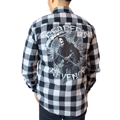 Reapers Revenge Grey Flannel Shirt Hip Crypt Kreepsville Halloween 