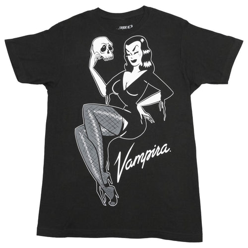 Vampira Jumbo Skull Pin-up T-shirt
