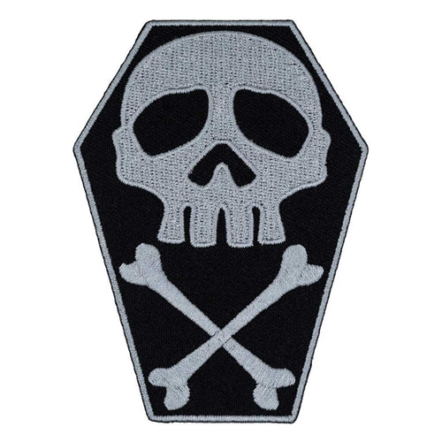 Skull Cross Bones Coffin Grey Patch