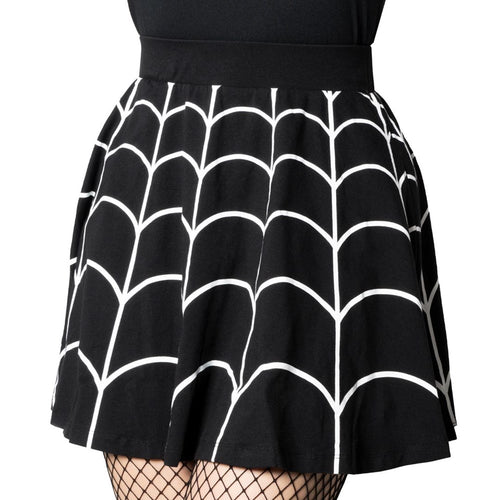 Spiderweb White Skater Skirt