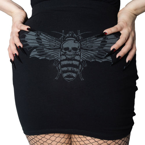 Death Moth Mini Skirt Grey