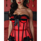 Top Drawer Steel Boned Red/Black Mesh Underwire Bustier Corset