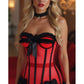 Top Drawer Steel Boned Red/Black Mesh Underwire Bustier Corset