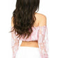 Baby Pink Lined Lace Long Sleeve Peasant Top