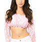 Baby Pink Lined Lace Long Sleeve Peasant Top