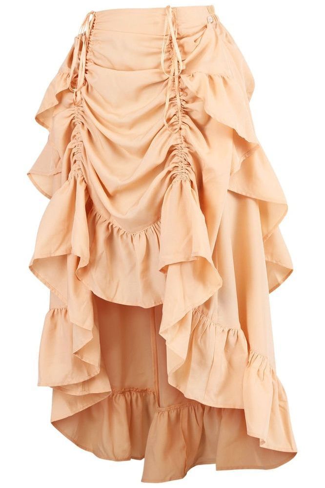 Beige Crepe Adjustable High Low Skirt - Daisy Corsets