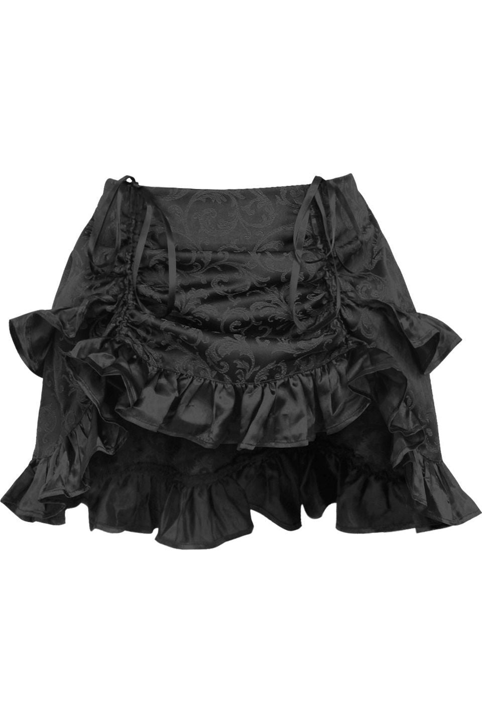 Black Brocade Ruched Bustle Skirt - Daisy Corsets
